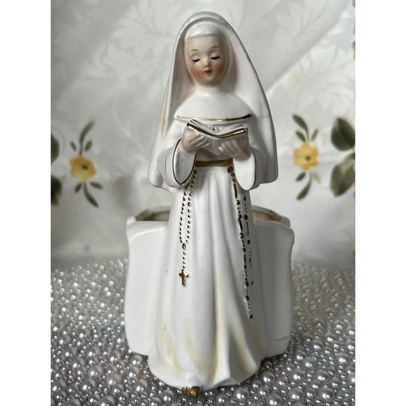 HTF Vintage Relpo Nun Vase Ceramic Figurine, MCM, 1950-60s - Picture 1 of 10